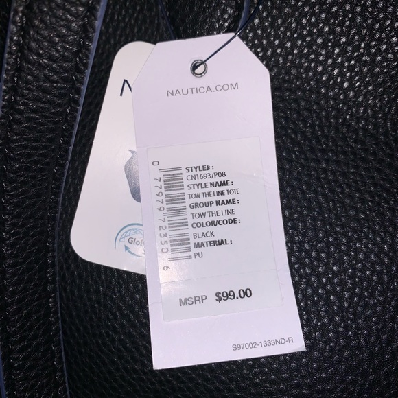 "NAUTICA"WOMEN'S BLK.FAUX PEBBLE LEATHER TOW THE LINE TOTE -AUTHENTIC - Picture 5 of 11